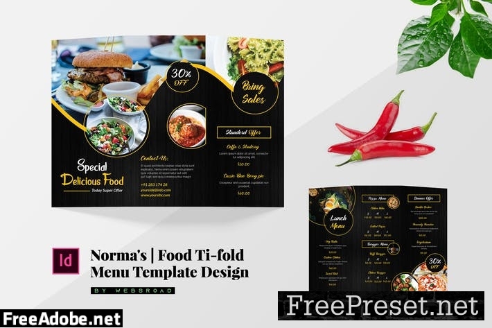 Norma's | Food Tri-Fold Menu Template Design 5KCX965