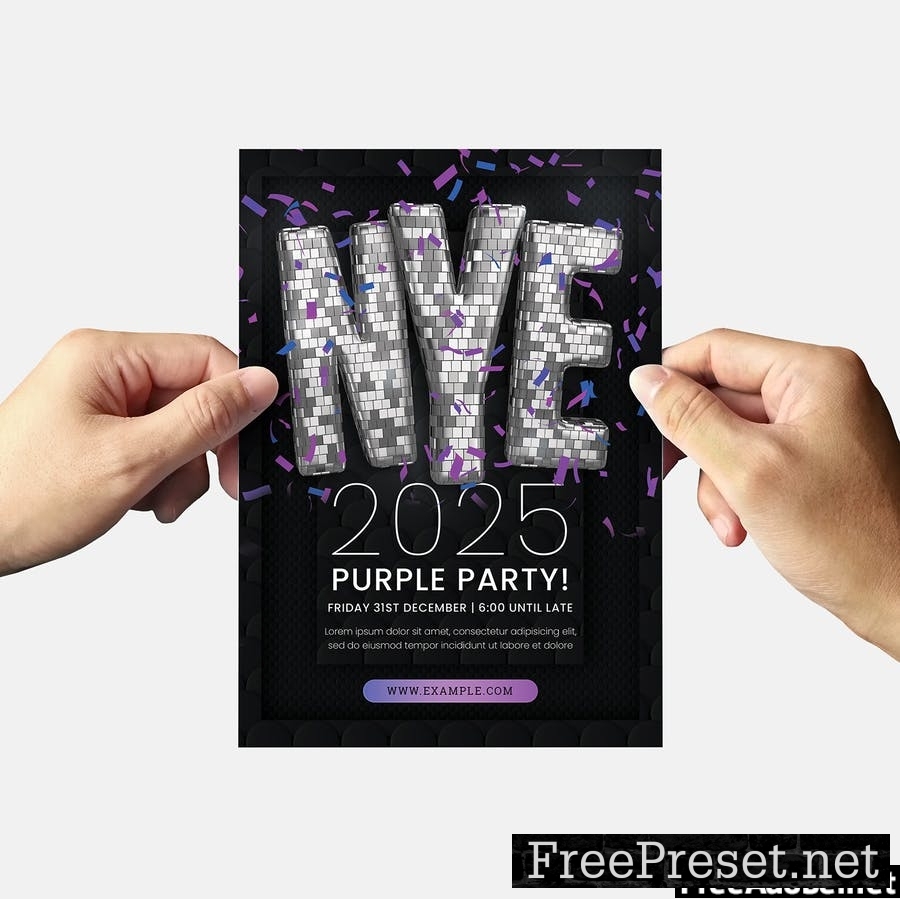 NYE Party Flyer Template QRFCHB3