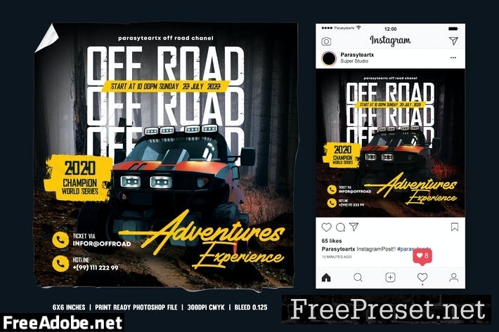 Off Road Square Flyer & Instagram Post E6XUGVD