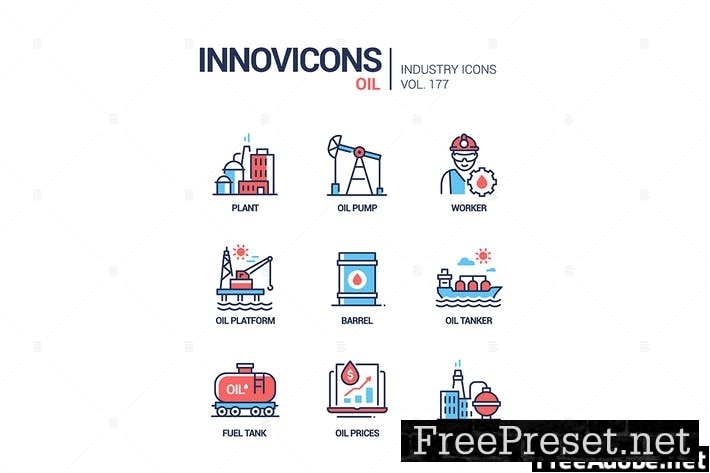 Oil industry - line design style icons set DKUHFLT