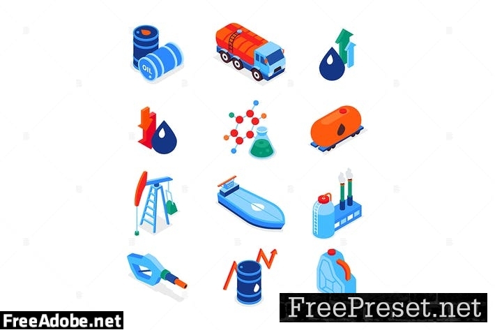 Oil industry - modern colorful isometric icons set 55374UJ