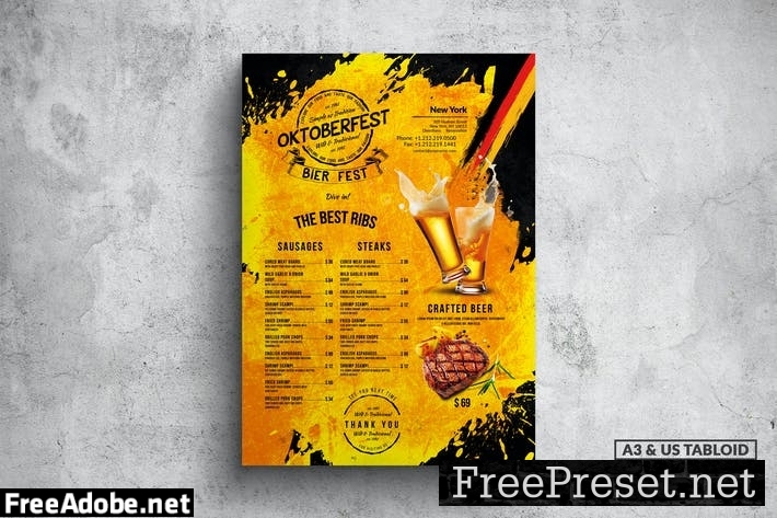 Oktoberfest Poster Food Menu - A3 & US Tabloid 48QPCN8