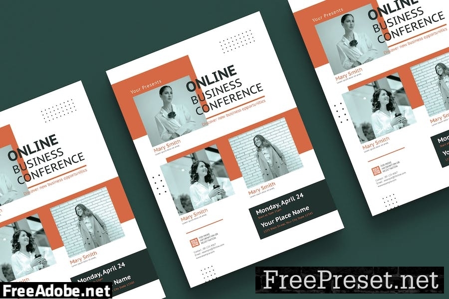 Online Business Conference Flyer Set K5LWXHP