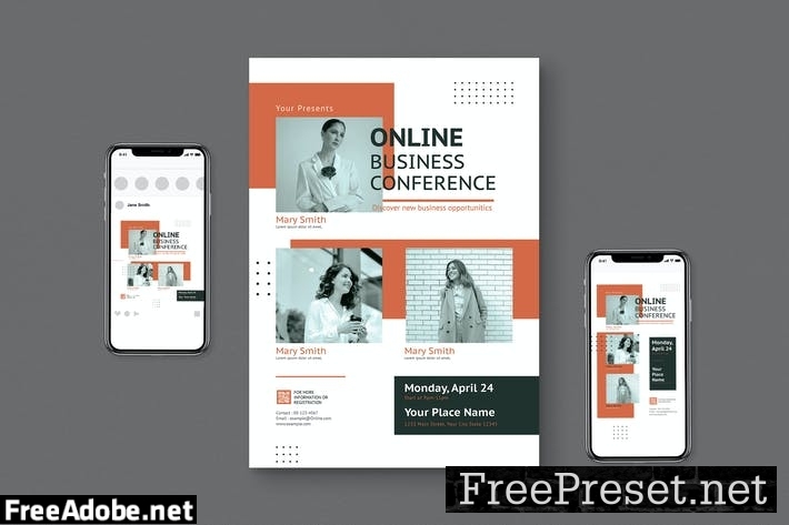 Online Business Conference Flyer Set K5LWXHP