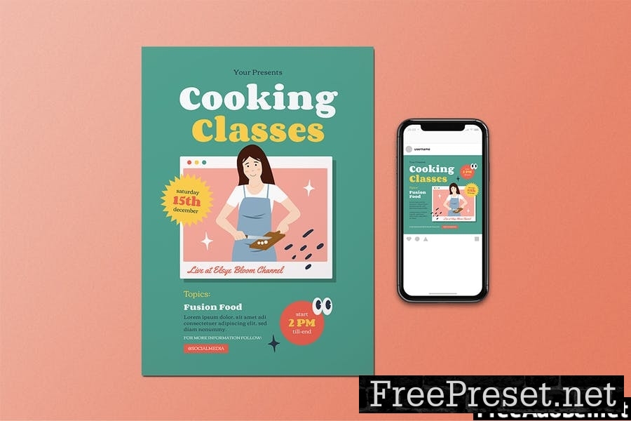 Online Cooking Class Flyer Set