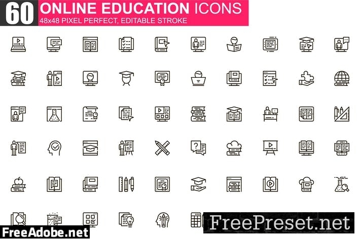 Online Education Thin Line Icons Pack CHME26F