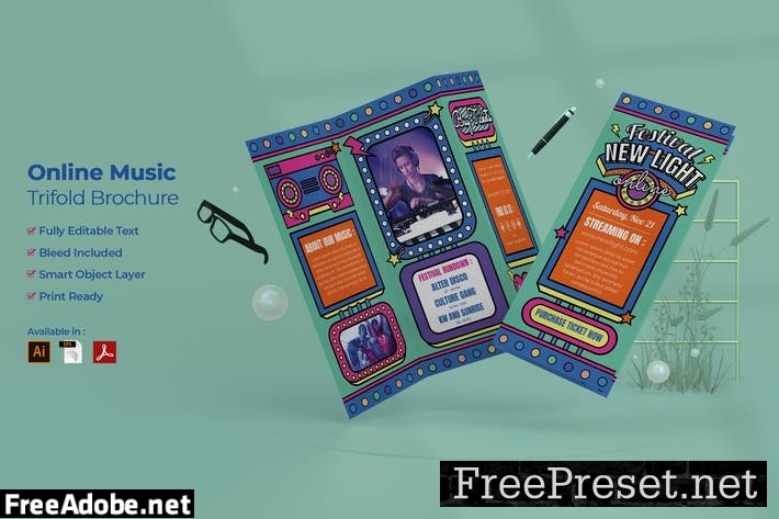 Online Music Festival Trifold Brochure STVHGEK