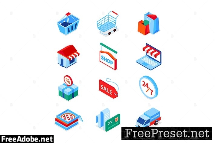 Online shopping and delivery - isometric icons 9HDTCXU