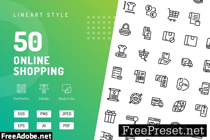 Online Shopping Line Icons SYRC9VS