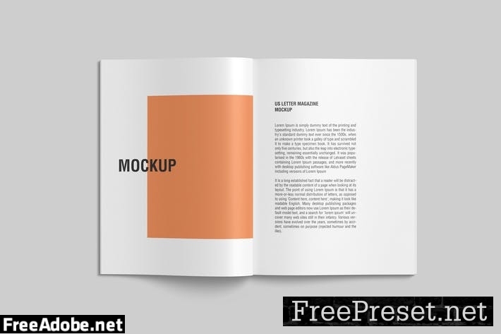 Open US Letter Magazine Mockup top view N7GHG8A