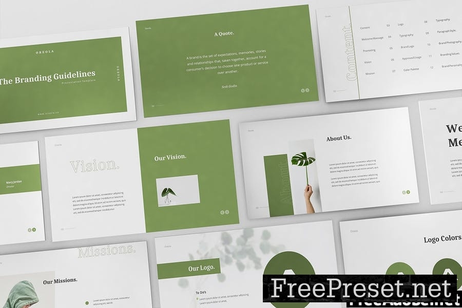 Oreola Branding Guidelines Powerpoint Template