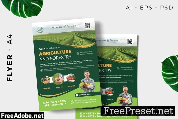 Organic Green Farmer Flyer Design C97RV9B