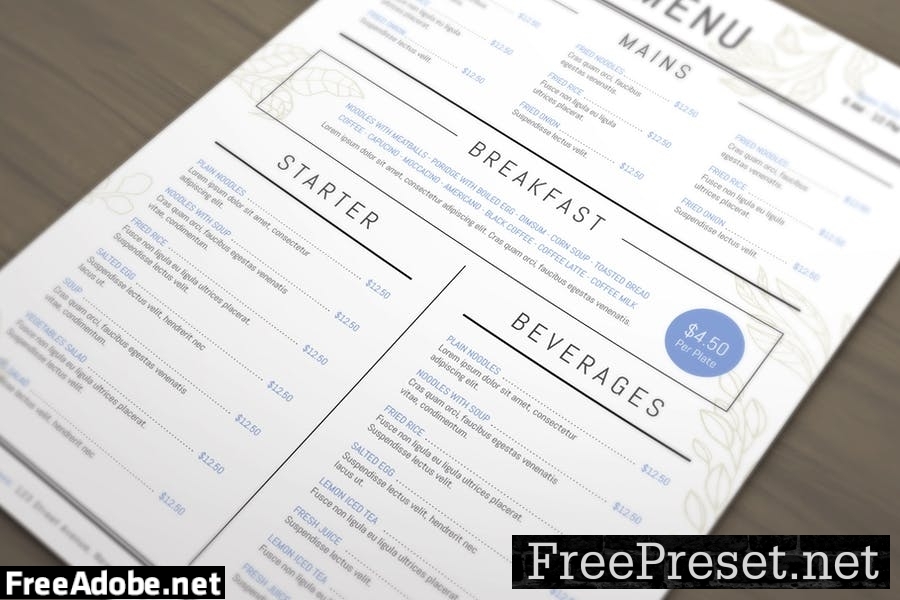 Organic Menu Template 387DRHJ