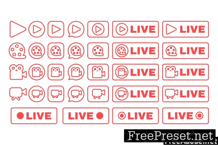 Outline Live Stream Symbols Set