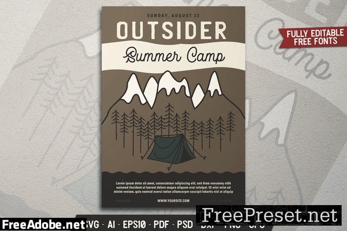 Outsider Summer Camp Retro Flyer HA87GMD