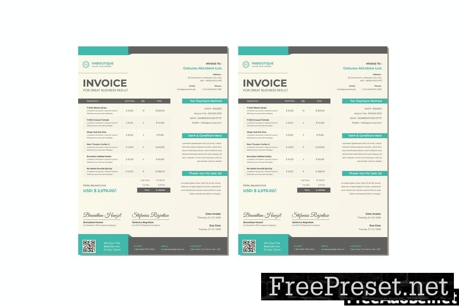 Paboutique Business Invoice