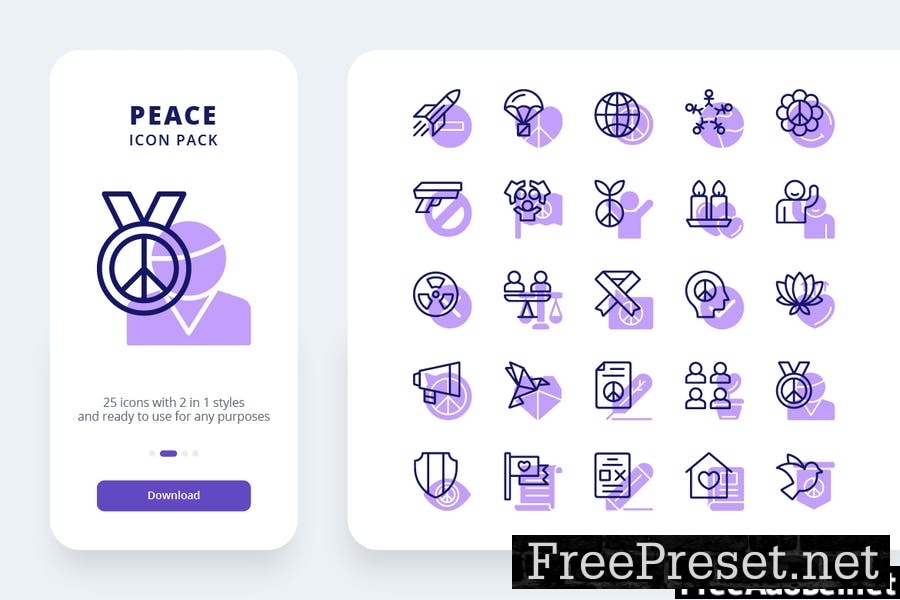 Peace Icons (Line and Solid)