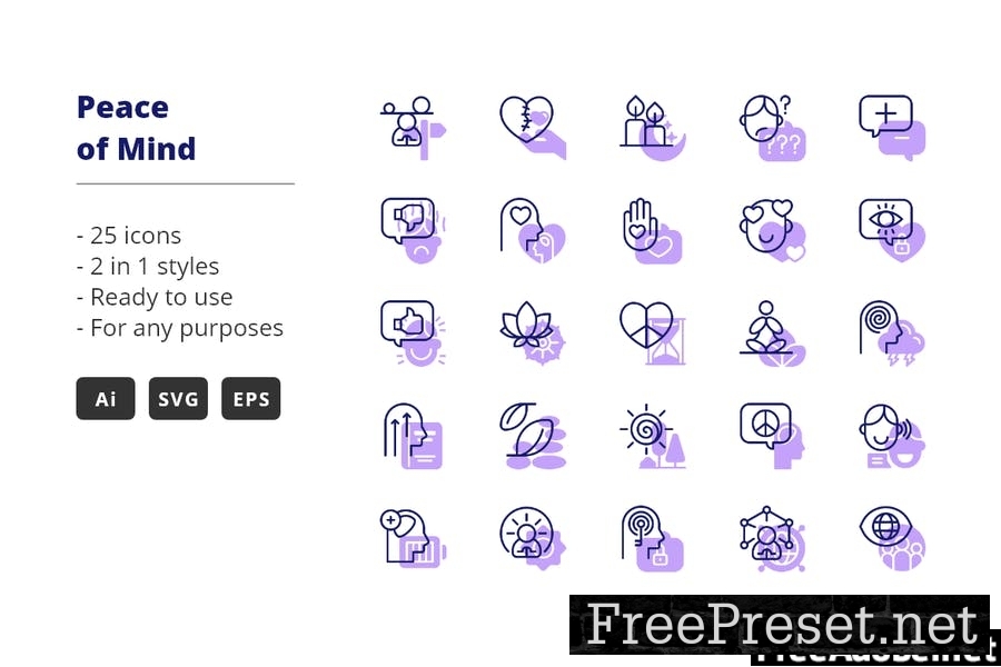 Peace of mind Icons (Line and Solid)