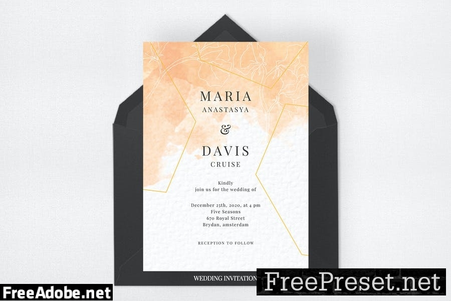 Peach Watercolor Invitation Suite 6VRJ2F2