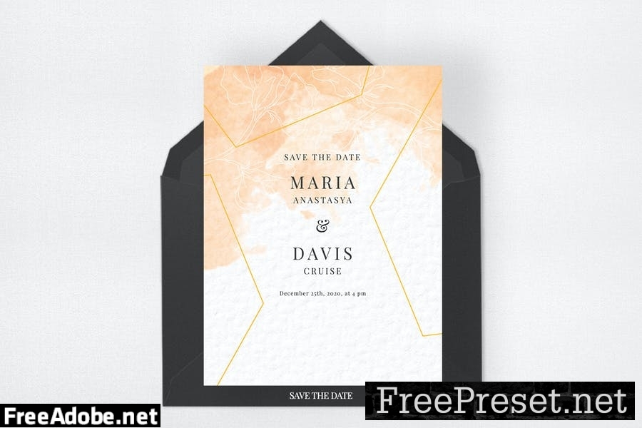 Peach Watercolor Invitation Suite 6VRJ2F2