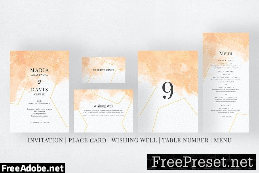 Peach Watercolor Invitation Suite 6VRJ2F2