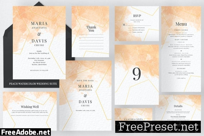 Peach Watercolor Invitation Suite 6VRJ2F2