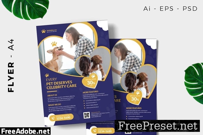 Pet care flyer template promotion X8Z8XCQ