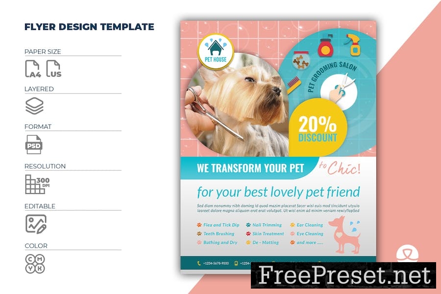 Pet Grooming Salon Flyer Template