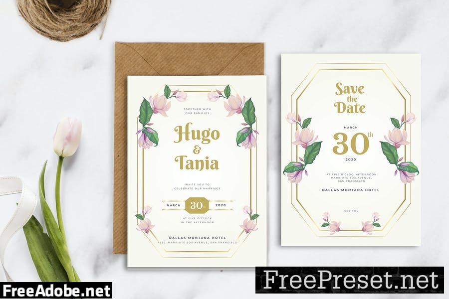 Pink Floral - Wedding Invitation