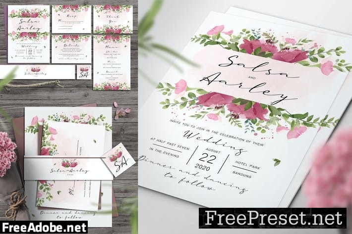 Pink Rose Wedding Invitation YRPHZ8C