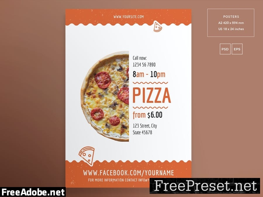 Pizza Restaurant Flyer and Poster Template