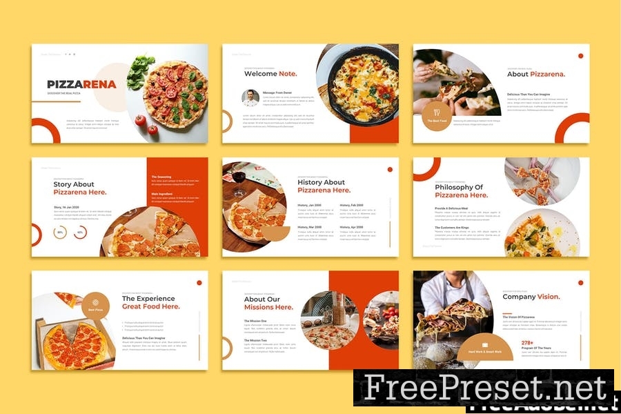 Pizzarena Restaurant Powerpoint Template AVZDXLG