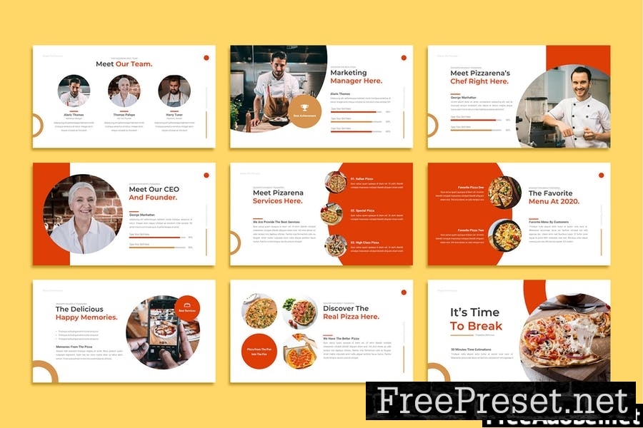 Pizzarena Restaurant Powerpoint Template AVZDXLG