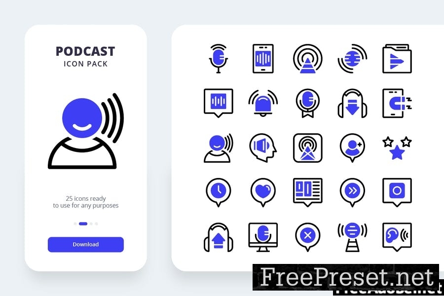 Podcast Icons (Line and Solid)