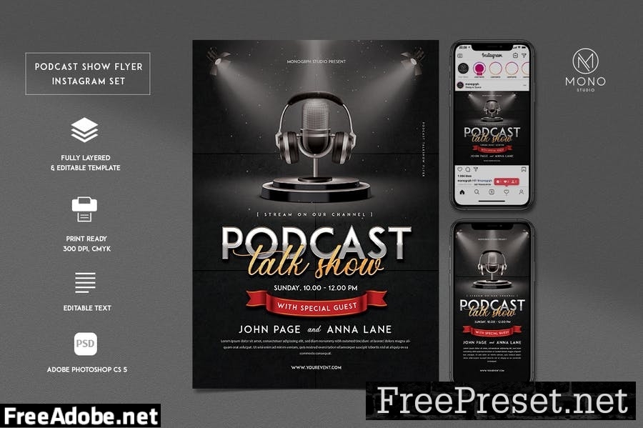 Podcast Talkshow Flyer Set AJXBZAM