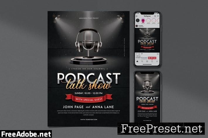 Podcast Talkshow Flyer Set AJXBZAM