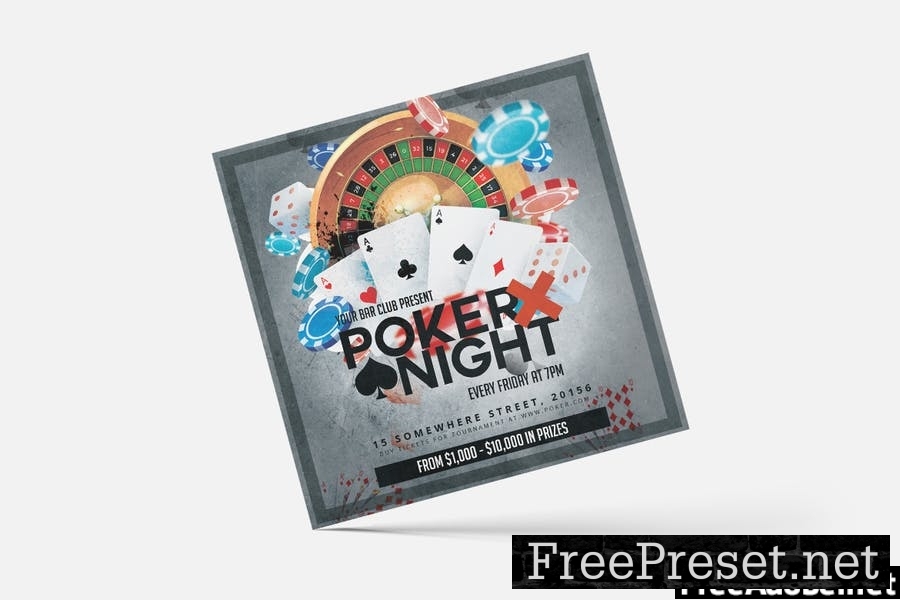 Poker Night Square Flyer & Insta Post