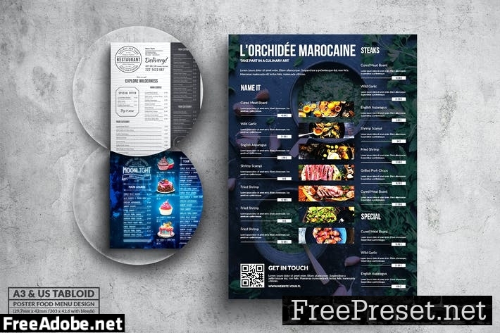 Poster Food Menu A3 & US Tabloid Bundle 4Z6GBKM