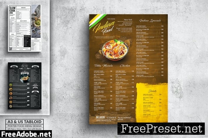 Poster Food Menu Bundle - A3 & US Tabloid 7WTLHEG