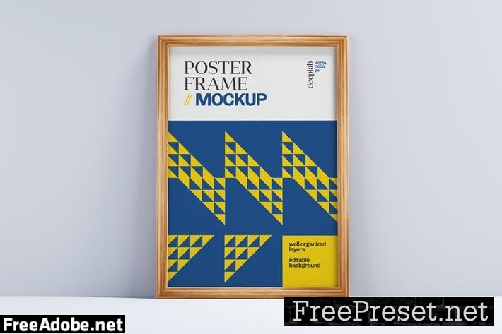 Poster Mockup With Wood Frame K7B5NJ8