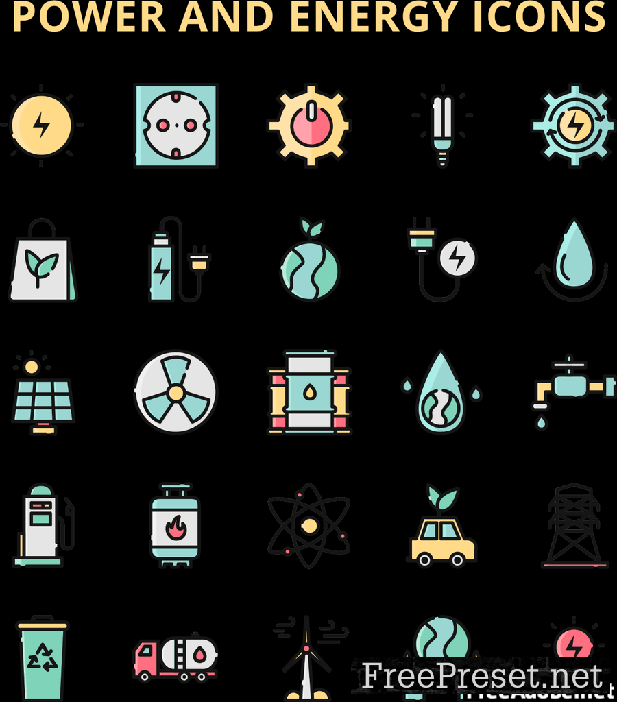 Power and Energy Icons Set FAWQ3CJ