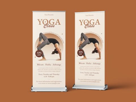 Power Yoga Fitness Course Roll Up Banner GU42J2E
