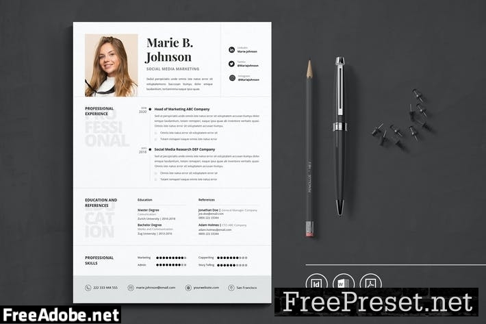 Professional CV Resume Indesign Template Vol.22 F8RGBDM