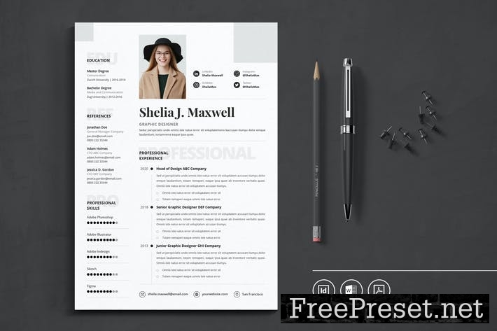 Professional CV Resume Indesign Template Vol.23 8PU9LCE