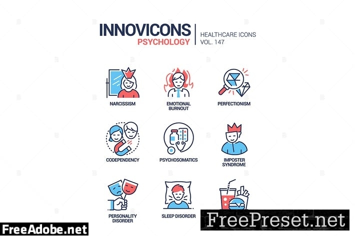 Psychology concept - line design style icons set 2AJV2JY