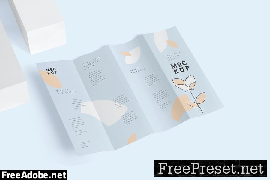 Quad Fold Vertical Flyer Mockups