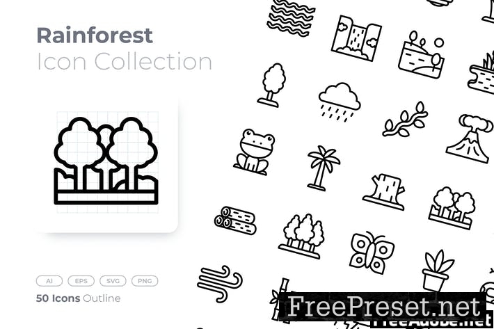 Rain Forest Outline Icon 8G5CHTU