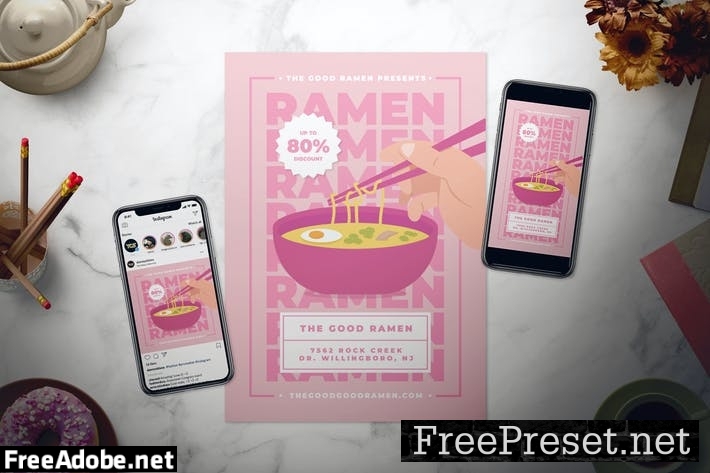 Ramen Food Flyer Set 8ZUKXYS