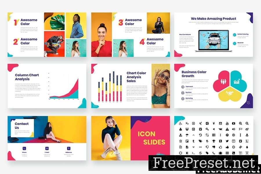 RASTEL - Colorful & Pop Art Powerpoint Template