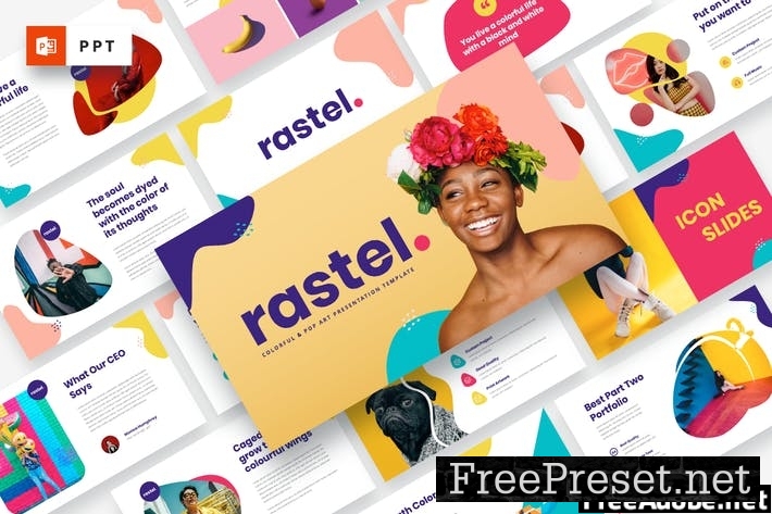 RASTEL - Colorful & Pop Art Powerpoint Template TZSXSU2